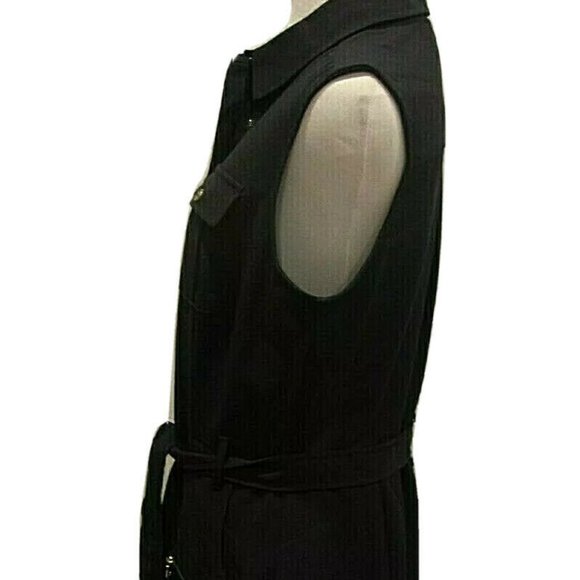 SHARANGANO Navy Blue Collared Tie Waist Dress - Picture 4 of 7